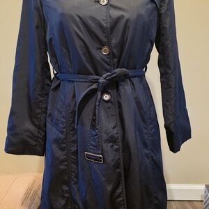 Navy Blue Trench Coat with Belt
